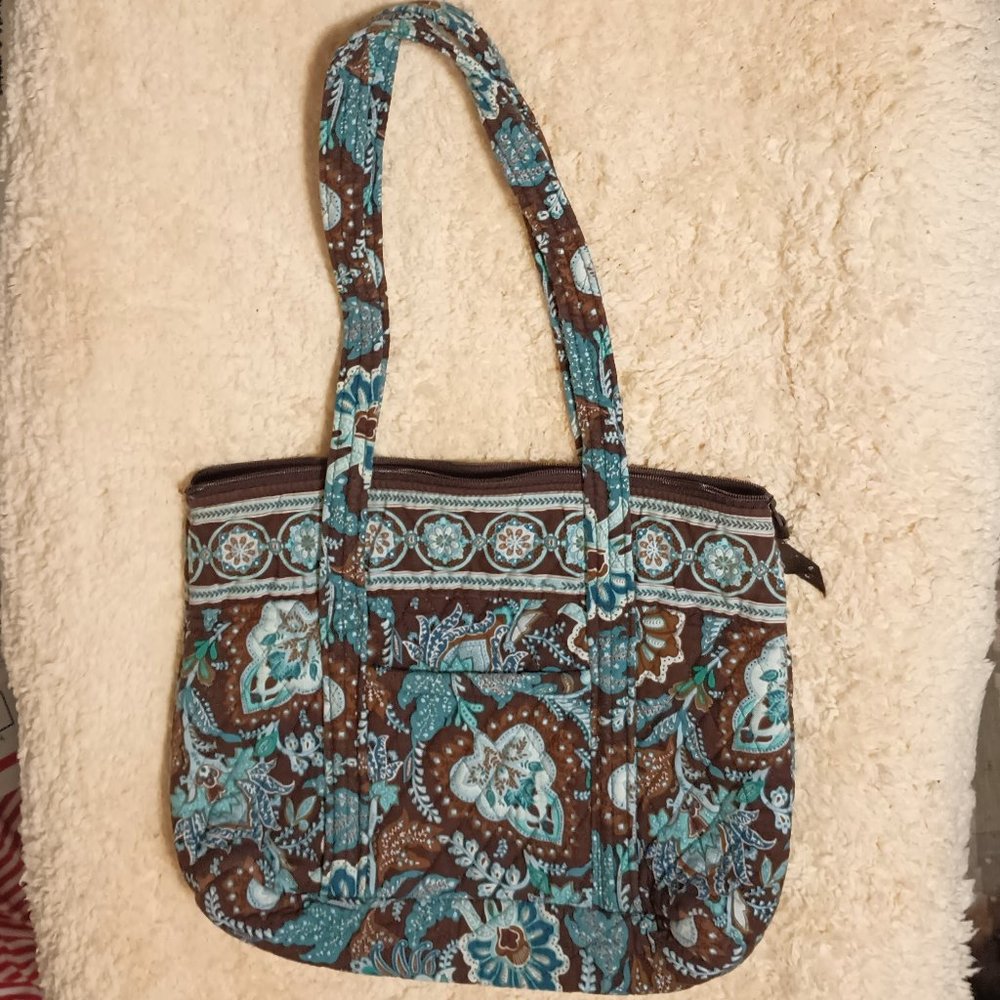 EUC ~ Vera Bradley RetiredJava Blue Paisley Double Strap Quilted Zip Purse/Tote